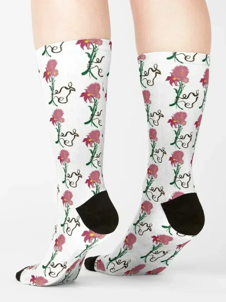 Pink Flower Socks funny gifts heated moving stockings summer Socks For Man Women's