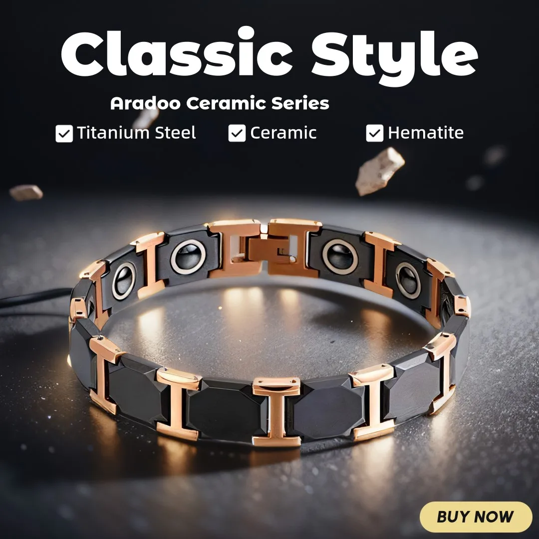 Classic Titanium Steel Ceramic Men's Bracelet Germanium Anti-radiation Fat Burning Weight Loss Energy Health Bracelets