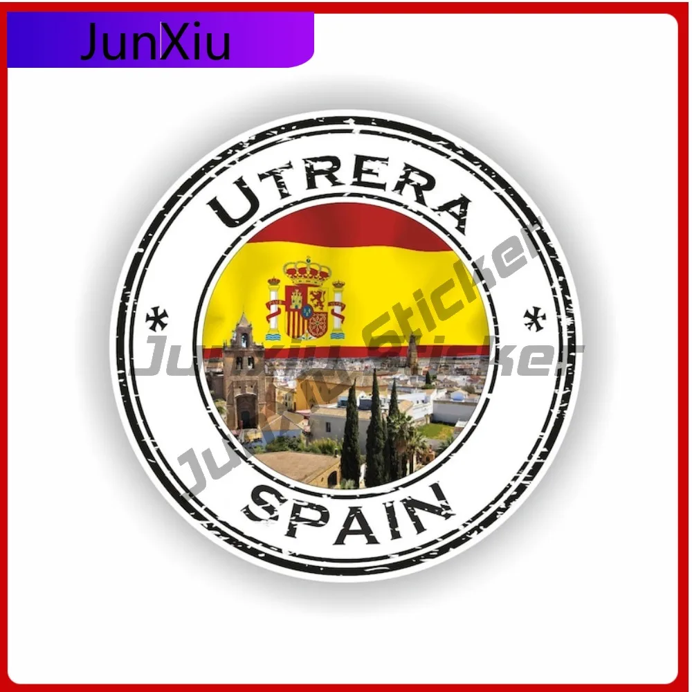 

Utrera Spain Seal Trendy Wall Fade Resistant Decoration Sticker Round Badge Durable Laptop Funny Sticker Trendy Anti Scratch