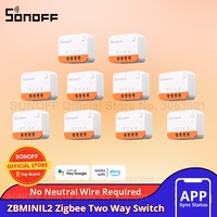 SONOFF ZBMINI L2 Zigbee Switch No Neutral Wire Required 1-10PCS Smart Home Wireless 2 Way Module Switch eWeLink APP Control