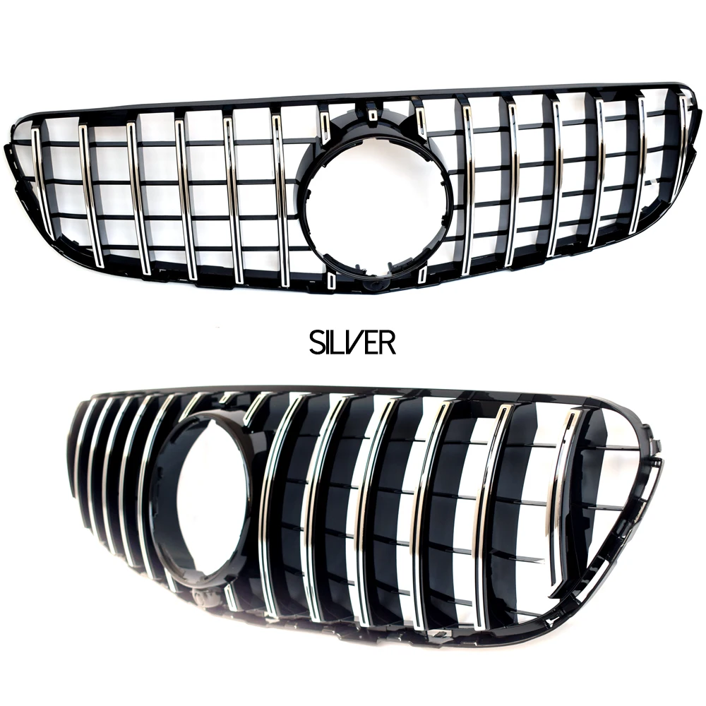 W253 Grill, Black & Silver ABS Front Radiator Grille for Mercedes GLC Class X253 SUV & C253 Coupe 2015 - 2019 Including GLE63