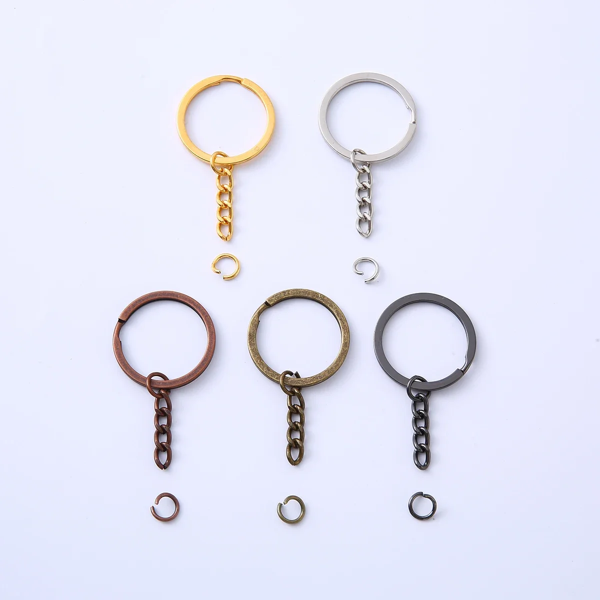 

10/20/50/100 pcs/lot Key Ring Key Chain 6 Colors Plated 30mm Round Split Keychain Keyrings Wholesale