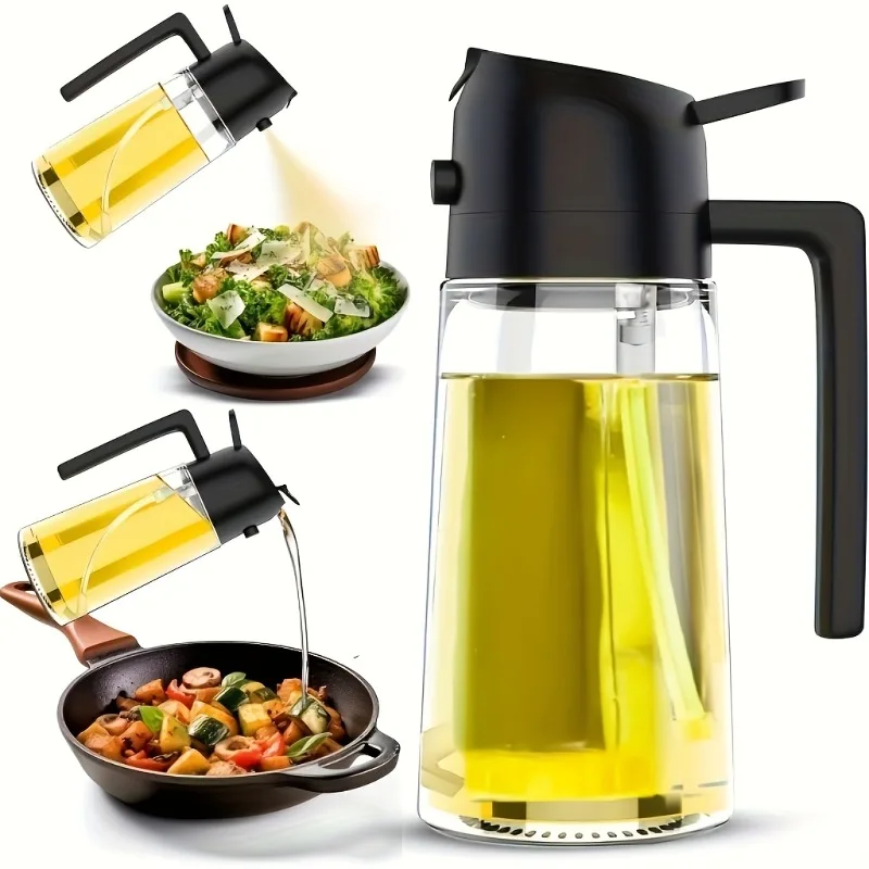 16oz Glass Olive Oil Sprayer Dispenser 470ml Oil Mister Spray Bottle Kitchen Accessories Gadgets for Cooking BBQ Salad Air Fryer
