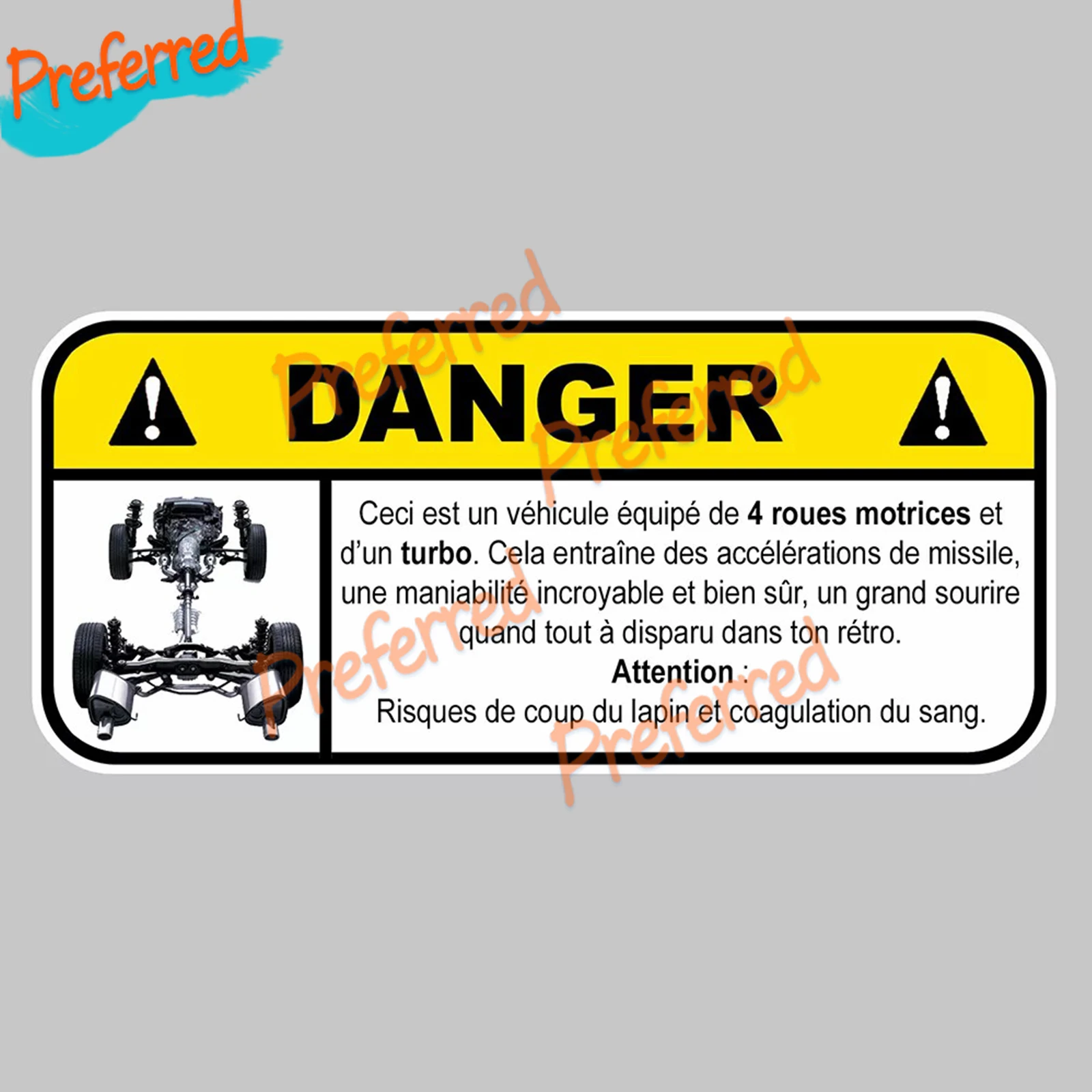 DANGER TURBO 4WD JAPAN JAPAN FUN BOOST JDM STICKER STICKER 12cmX5.5cm (2)
