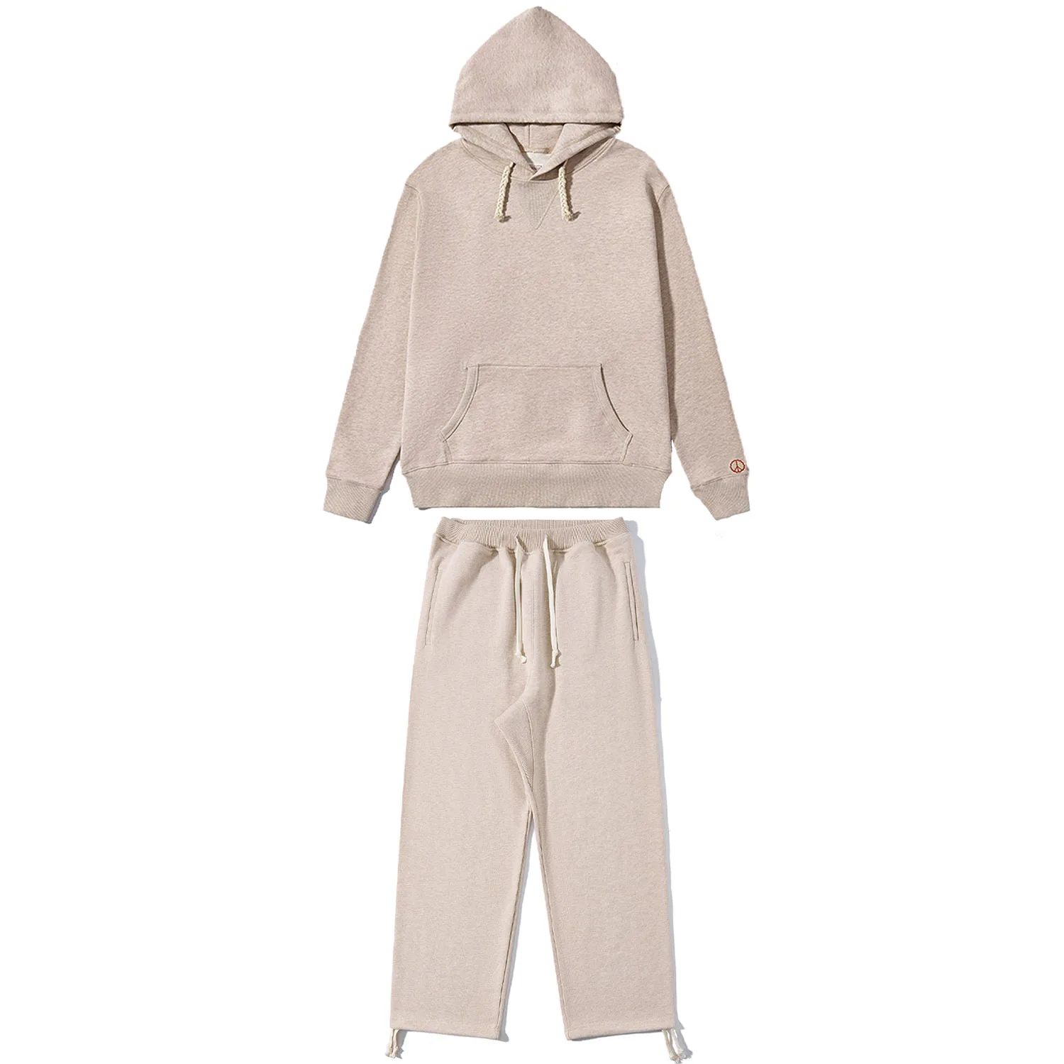 Men Solid Color Hoodie Sweatpants Set Casual Two Piece Outfit Drawstring Hooded Tracksuit Loose Sportswear Men Streetwear