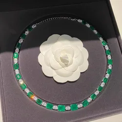 Foydjew Luxury Designer Jewelry Simulation Columbia Emerald Necklaces Women's Retro Wedding Banquet Party Neck Accessories