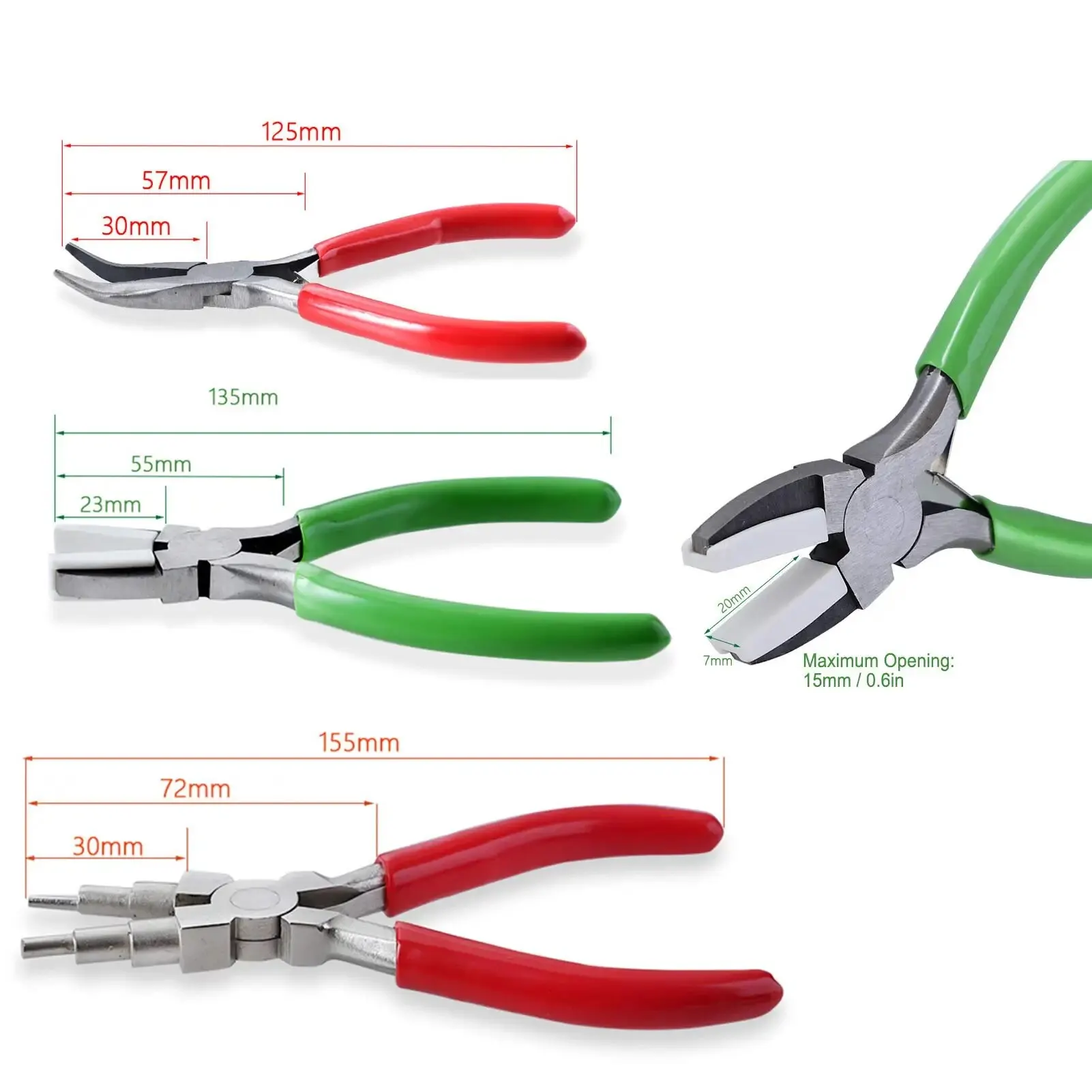 3Pcs Jewelry Pliers Kit with 6-in-1 Bail Making Looping Pliers Nylon Jaw Pliers Bent Nose Micro Pliers for Jewelry Making Crafts