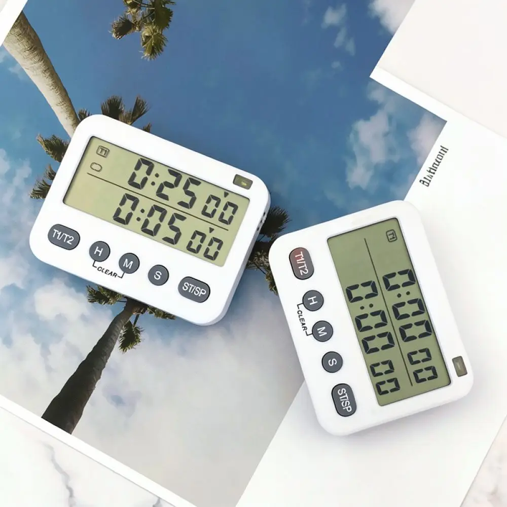 Silent Dual Digital Countdown Timer Magnetic Kitchen Clock For Cooking Baking Study Time Organization Efficient Device Tool