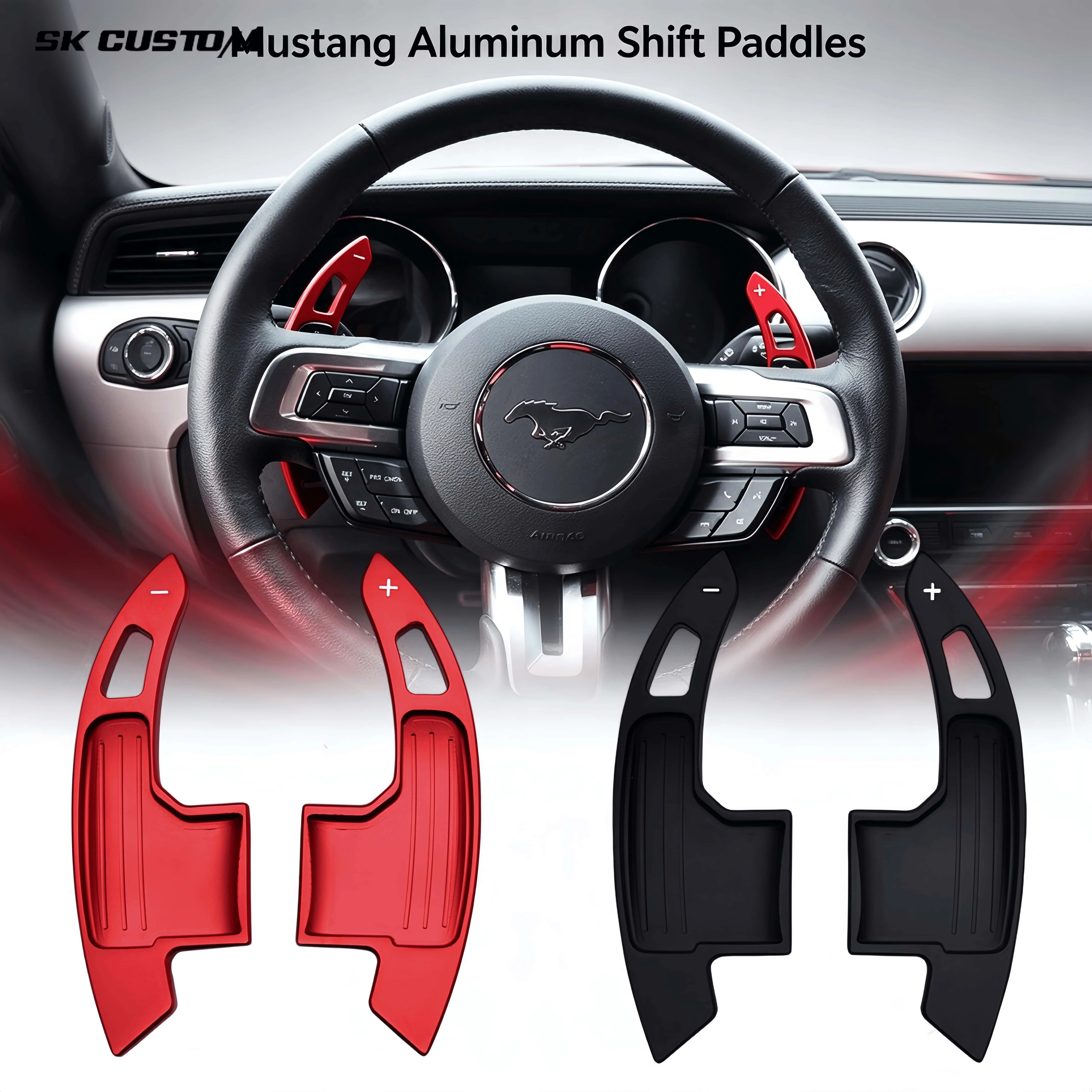 SK CUSTOM For 2015-2019 Ford Mustang Aluminum Alloy Steering Wheel Paddle Shifter Extender