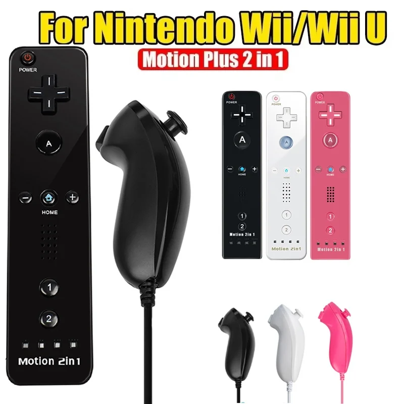 Control Remoto Inalámbrico 2 en 1 Compatible con Wii U, Joystick, Gamepad, Set con Motion Plus, Videojuego para Accesorios de Juego de Wii