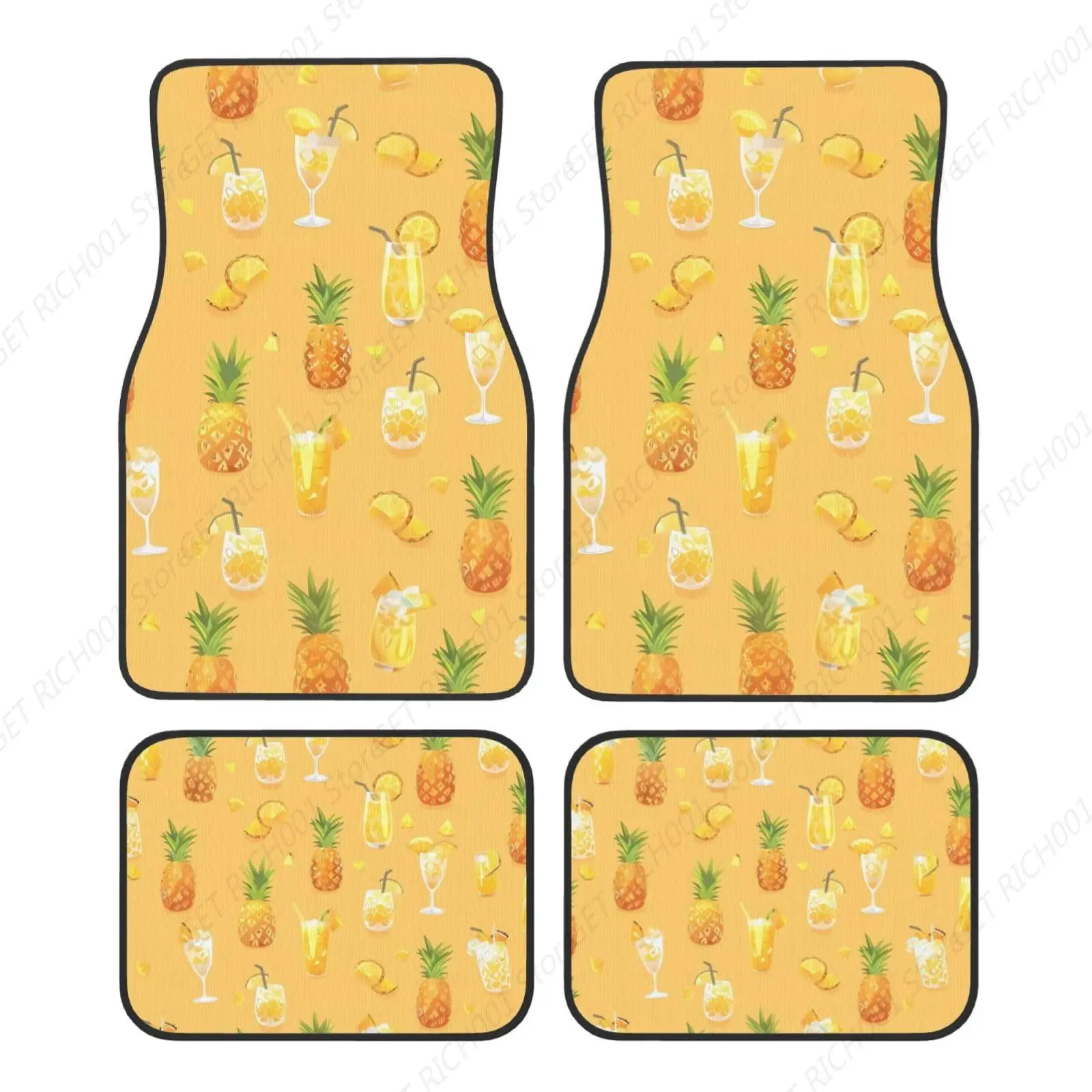 

Alfombrillas Alfombra Mocktails Piña Para Coches, Juego 4 Accesorios Para Automóviles, Alfombrillas Lanteras Y Traseras Para