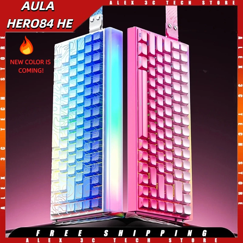 

AULA HERO84 HE Magnetic Switch Keyboard RGB Music Rhythm RGB Wired 8K Return Rate Gaming Keyboard Computer Accessorie for Gamer