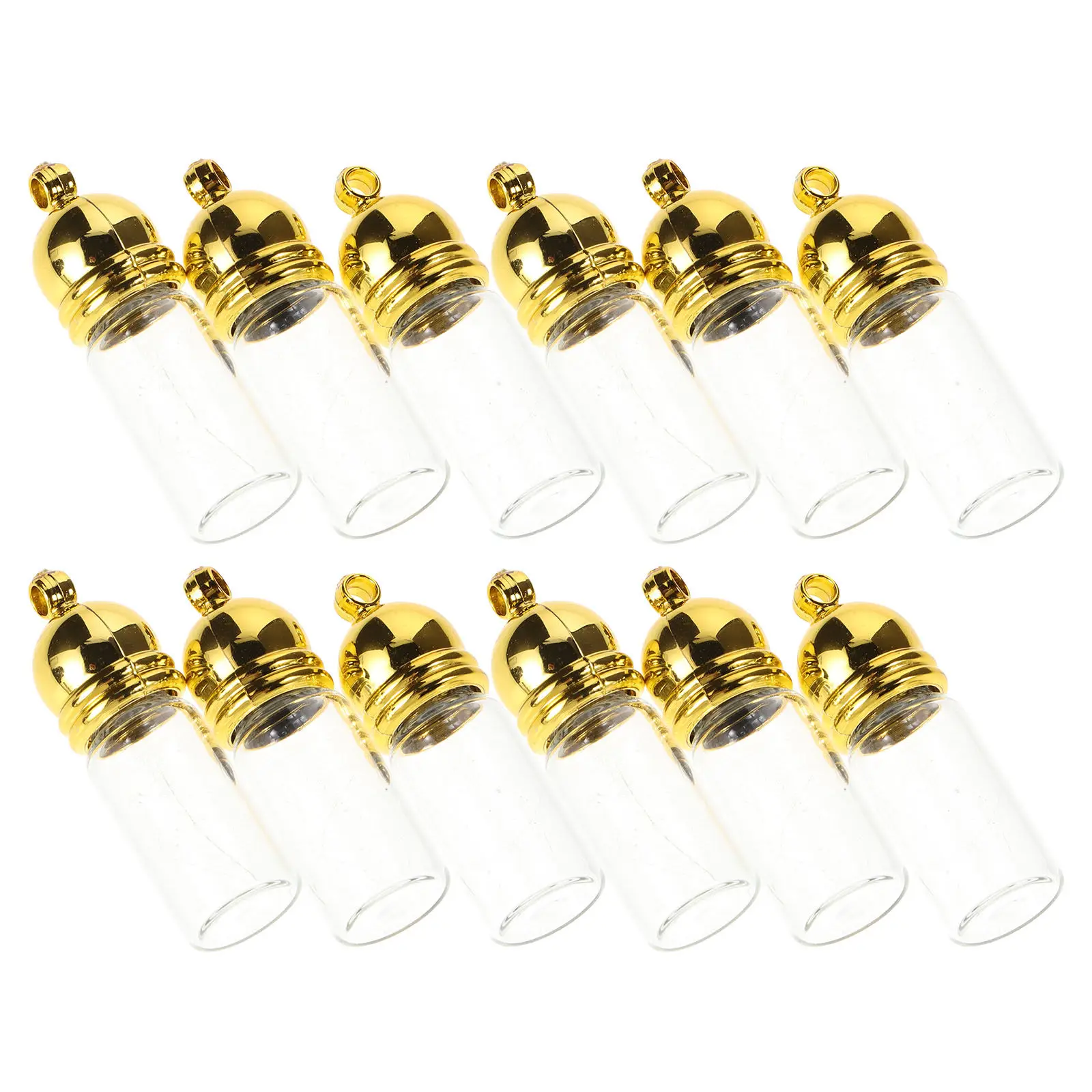12Pcs Mini Glass Bottle Pendant Vial Necklace Charms Perfume Bottle Pendant Jewelry Making Keychain Refillable Essential Oil