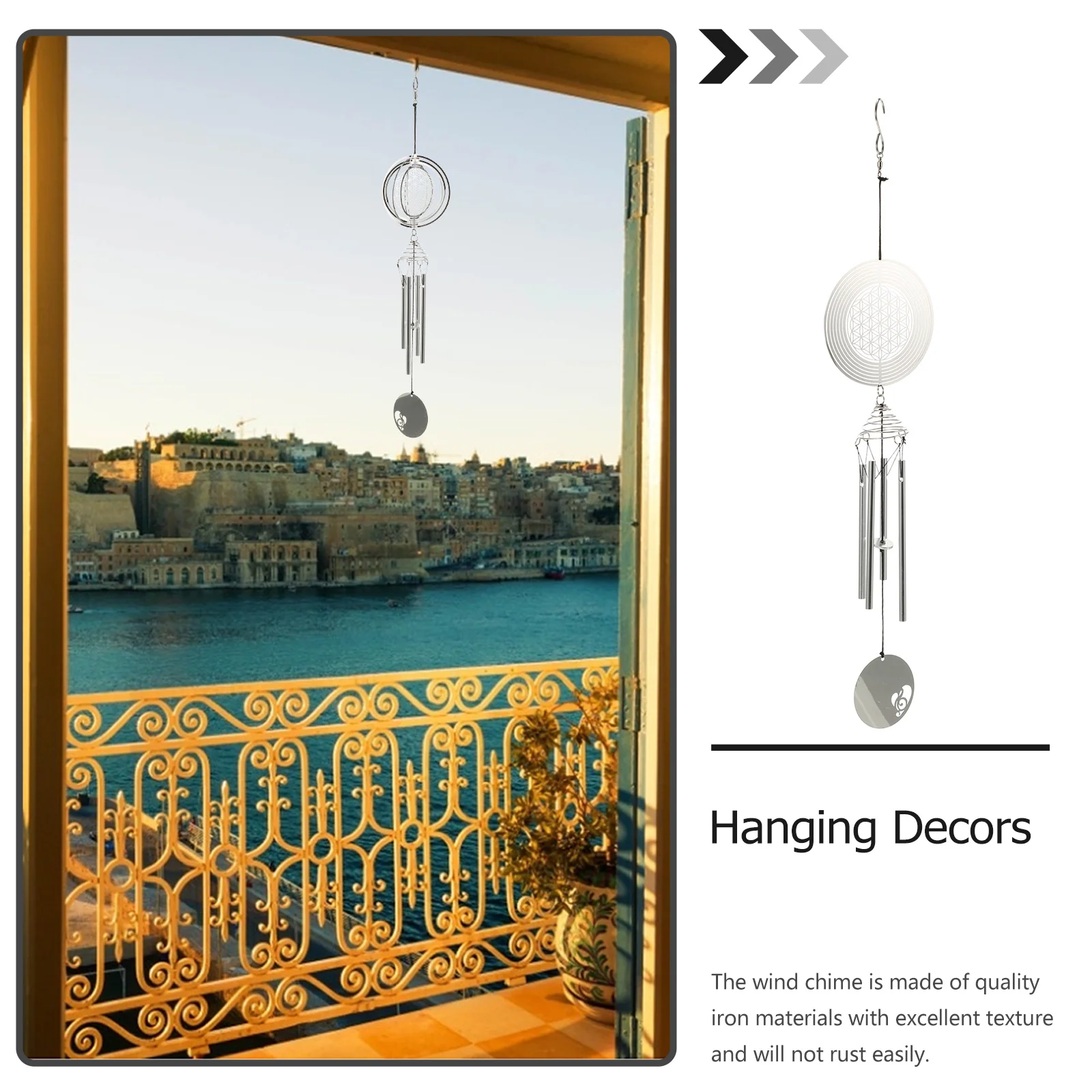 

Aluminum Tube Rotatable Wind Chime Garden Hanging Bell Metal Wind Bell Pendant Decorative Ornament for Terrace Balcony Patio