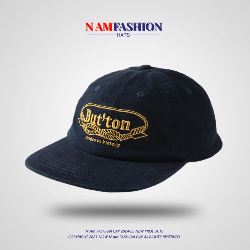 Retro Washed Cotton Soft Top Flat Eaves Cap Men\'s and Women\'s Letter Embroidery Street Hip-Hop Baseball Cap Fashion