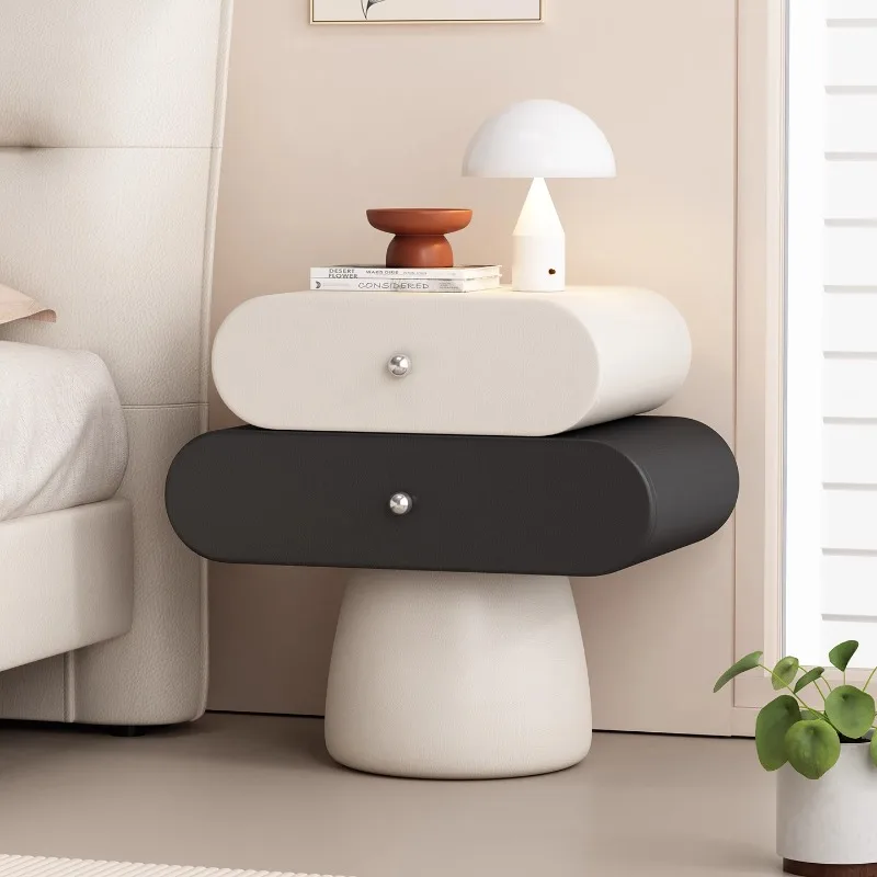 منضدة بيضاء بتصميم ياباني، صالات تخزين لطيفة، درج طاولة ضيق بجانب السرير، أثاث غرفة Mesitas De Noche الحديث #2