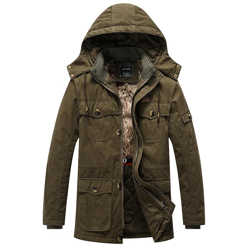 

Новая мужская зимняя толстая куртка, куртка средней длины, толстое теплое и защитное хлопковое пальто большого размера, качественная куртка-пальто.