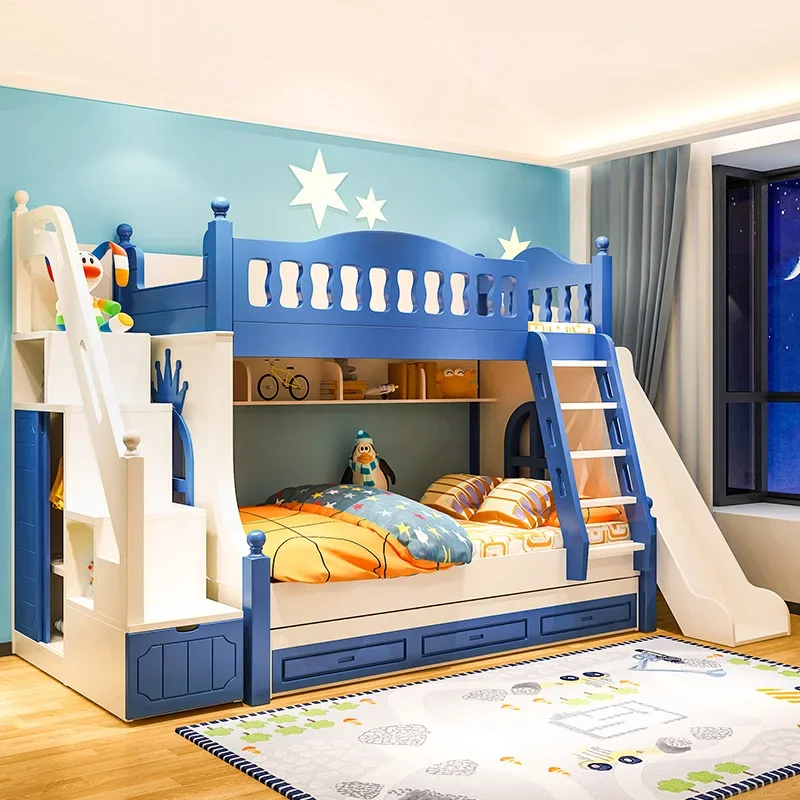 

Children's bed, bunk bed, double boy's high and low bed, solid wood bunk multi-functional combination bed