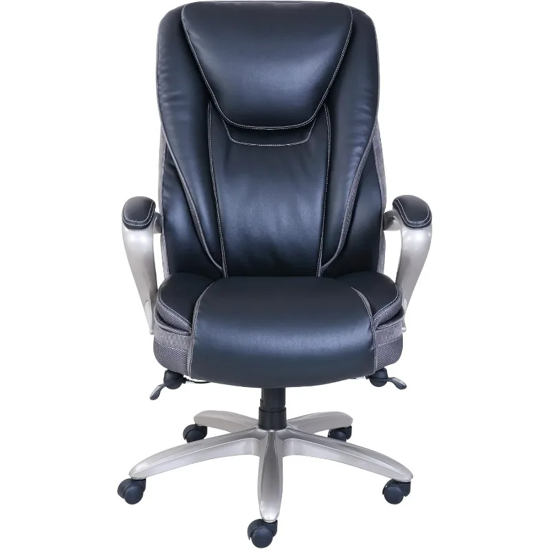 Serta® Smart Layers™ Hensley Big & Tall Ergonomic Bonded Leather High-Back Office Chair, Black/Silver