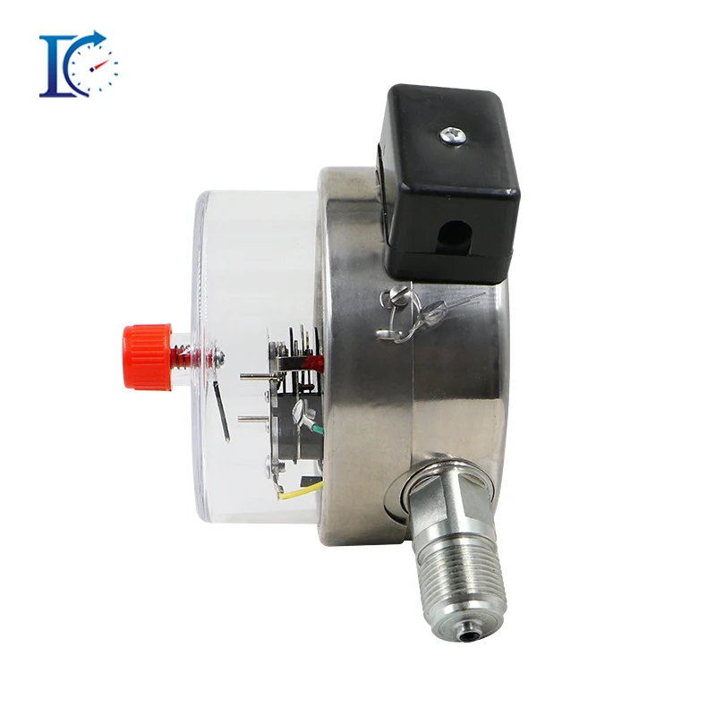 Versatile Function 60bar 1.6% Gas Pressure Gauge 380V 30VA Stainless Steel Electric Contact Pressure Gauge for Mechanical Equipm