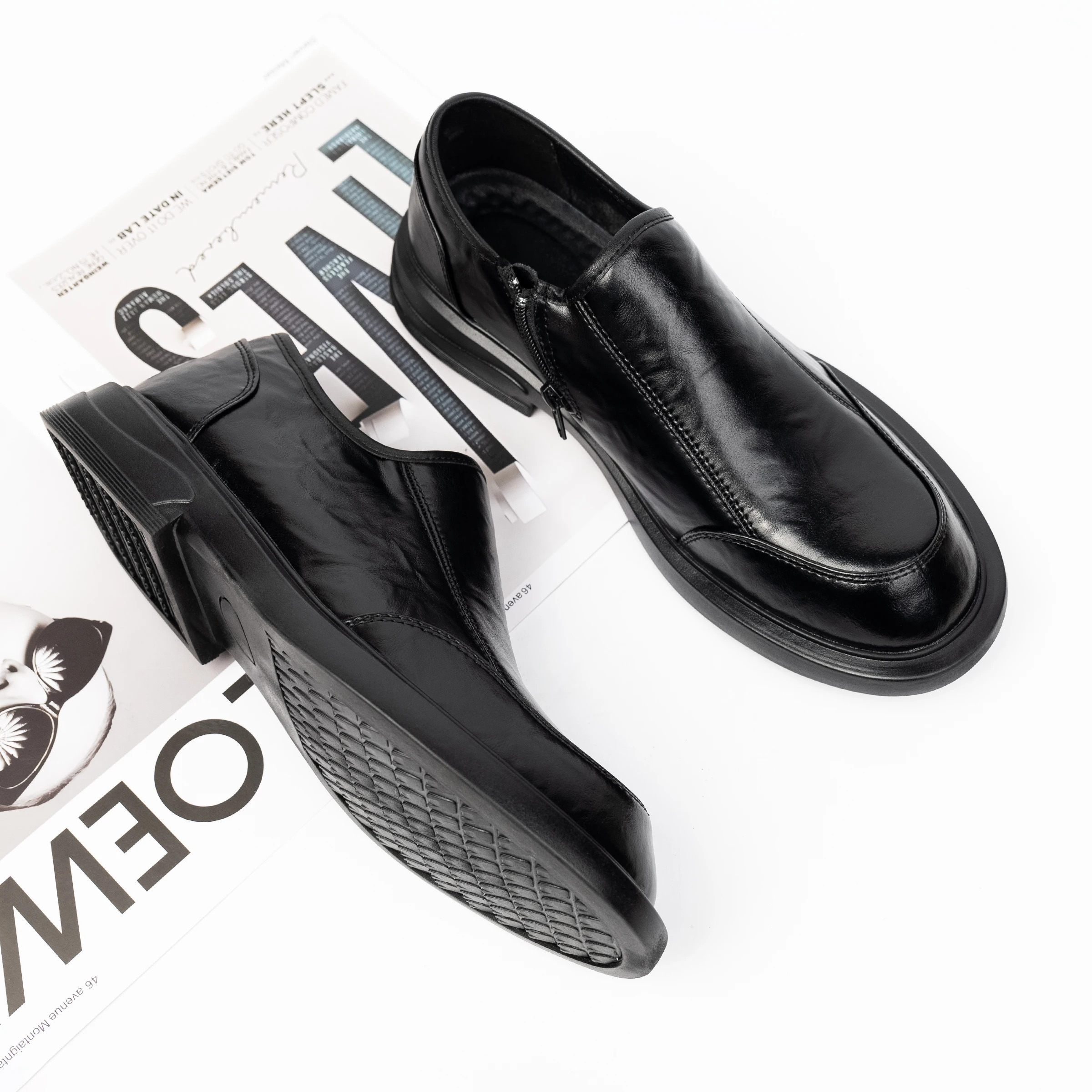 الرجال الشتاء تنفس الجلود الناعمة عارضة oes العصرية Busin الرسمي Bla Briti Sle oes مريحة كعب منخفض المطاط... #4