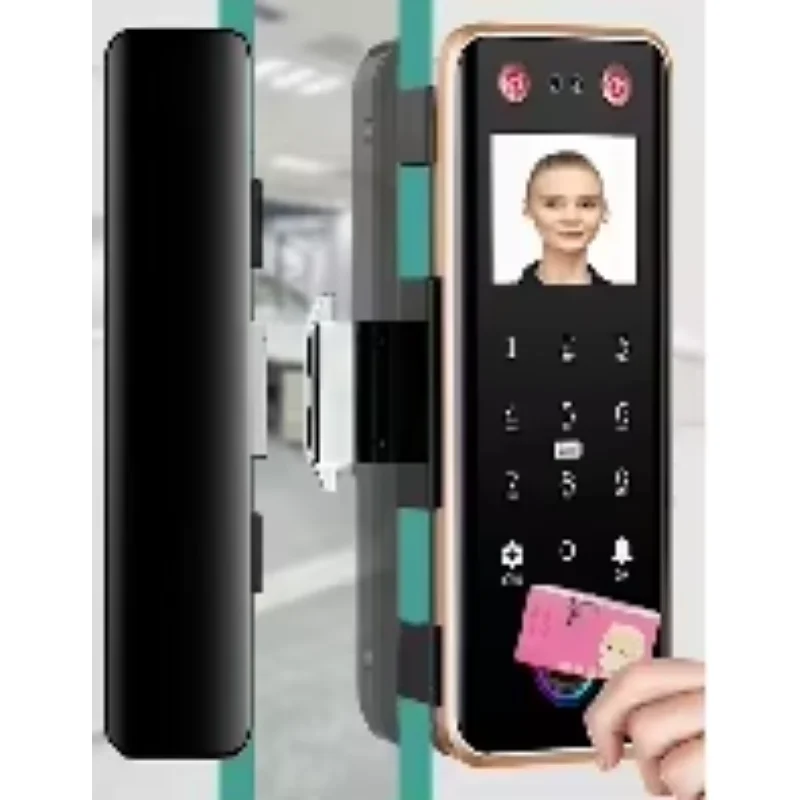 Fingerprint Wifi Electronic Glass Door Lock Control Alarm Access Control System Door Lock With App 3d Face Camera Unlock