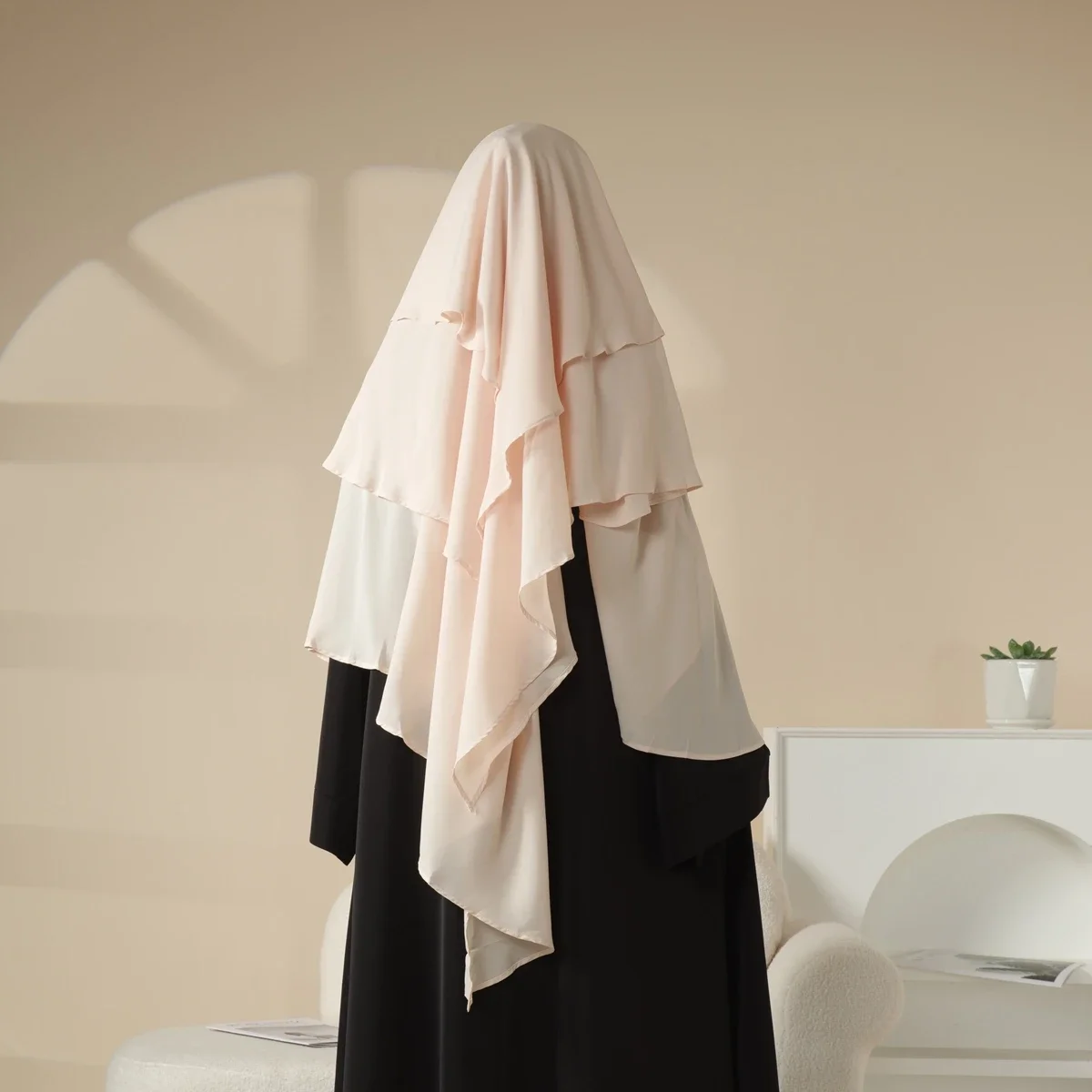 ผู้หญิงมุสลิมชีฟอง Hijab สวดมนต์อิสลามผ้าพันคอ Eid Ramadan Khimar Overhead Headdress ดูไบตุรกี Headscarf Burqa Niqab Nikab