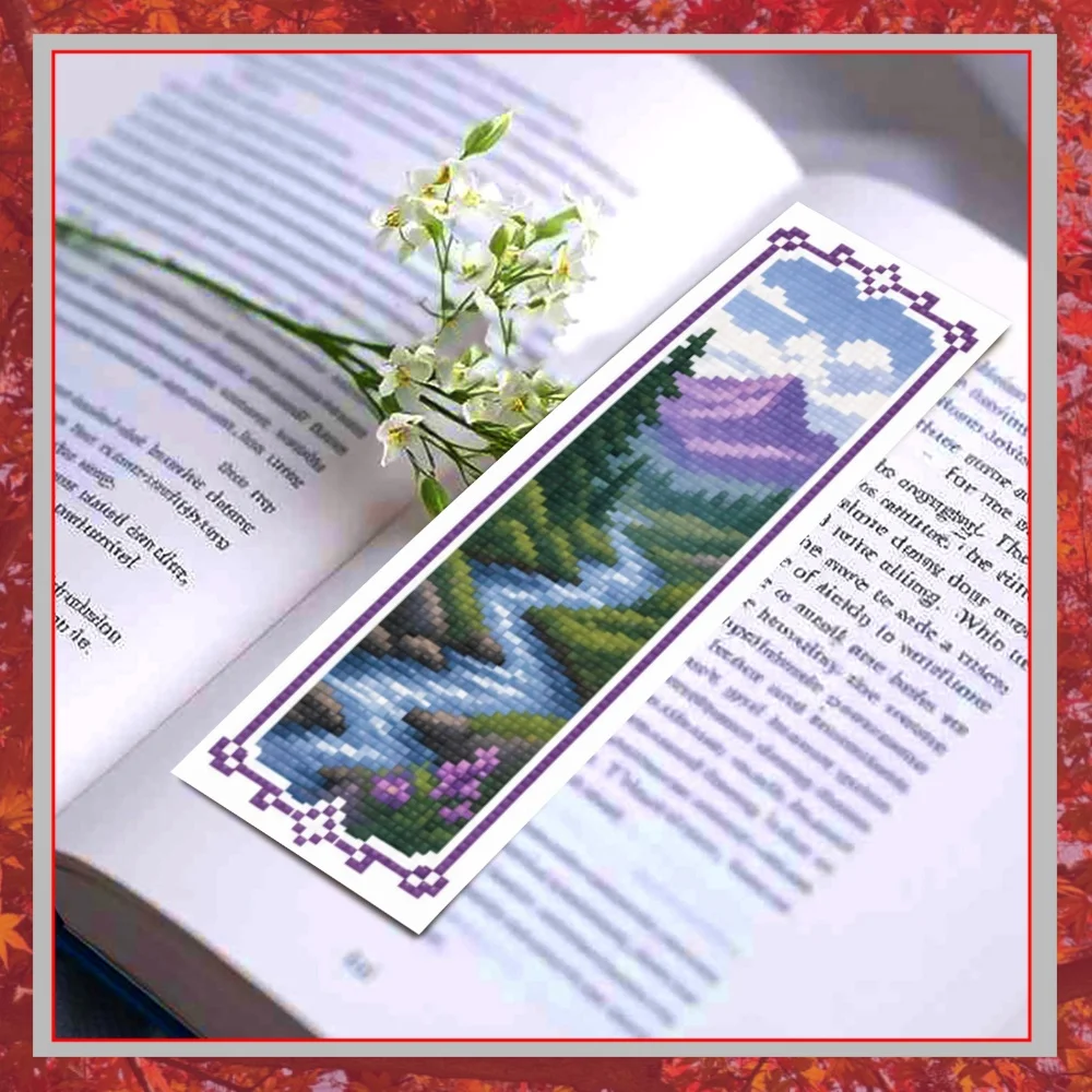 14CT 2 Strands Cross Stitching Bookmark Kit for Book Lovers 6PCS Single-Sided Handmade Thread Craft 20 X 30cm
