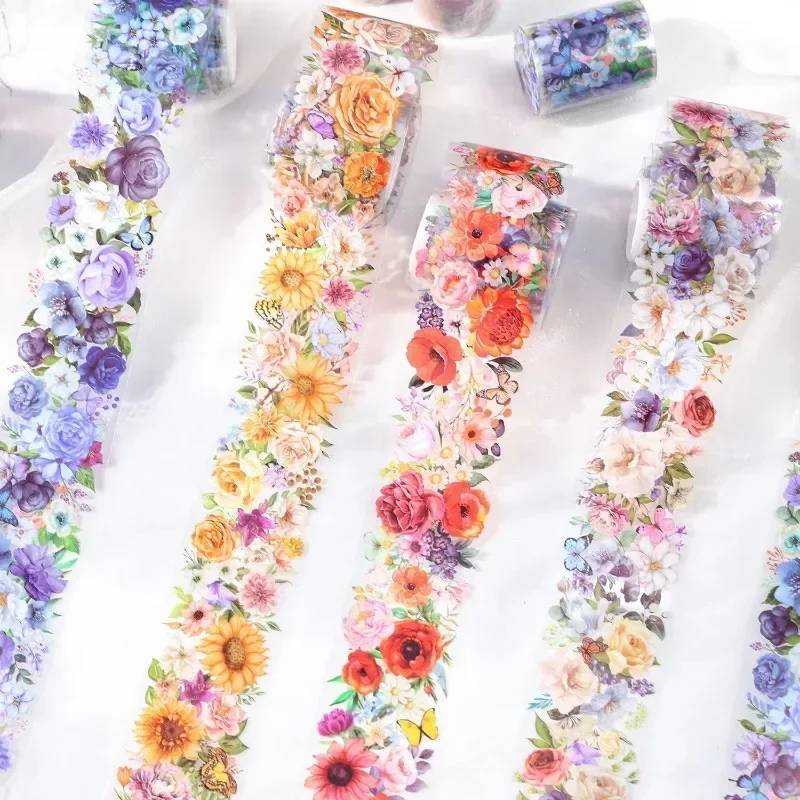 1 ロール 2 メートル PET テープ花の季節の詩植物花素材装飾用品プランナー日記 DIY 用品スクラップブック 50 ミリメートル * 2 メートル