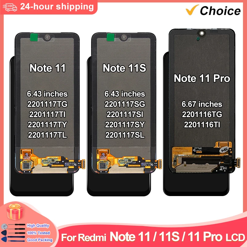 AMOLED For Xiaomi Redmi Note 11 LCD Note 11S 2201117TG Screen Touch Digitizer Replace For Redmi Note 11 Pro 2201116TG Display