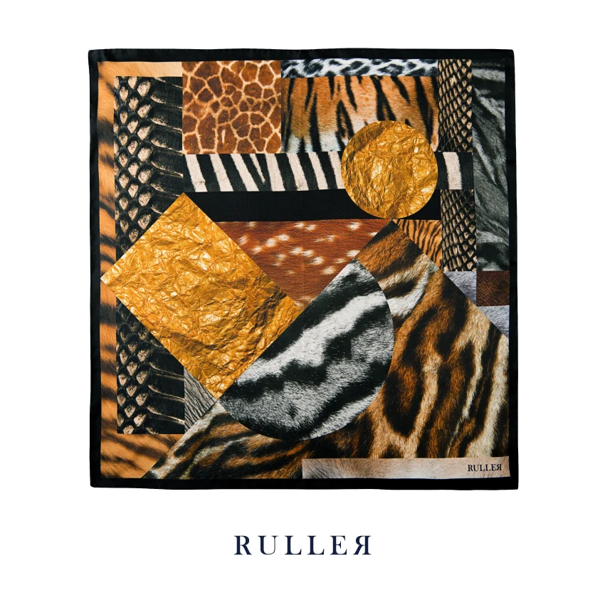 

Ruller Original Design Small Square Silk Scarf Animal Print Patchwork True Silk Versatile Fashion Accessory for All Seasons