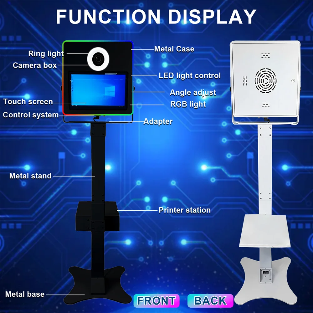 Magic Mirror Photo Booth Machine with 15.6 inch Touch Screen DSLR Camera Photobooth with Flight Case for Wedding Party Event