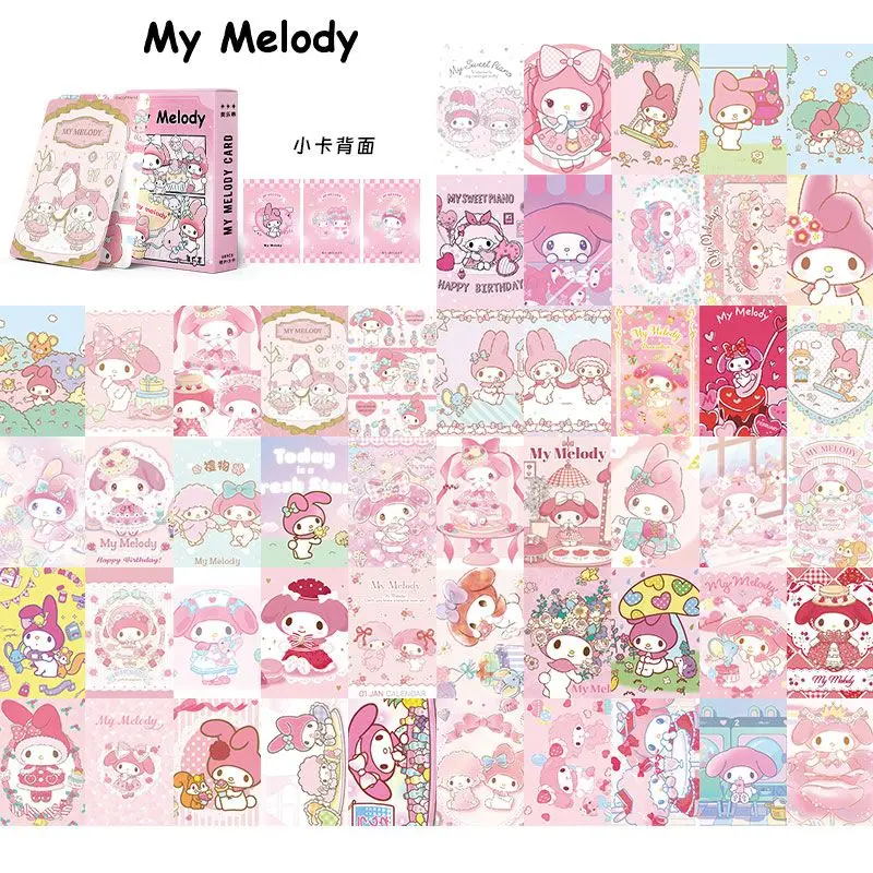 50Pcs Kawaii Sanrio Laser Small Card Cinnamoroll Kuromi My Melody Anime Cartoon High Definition Collectible Cards Toys Girl Gift