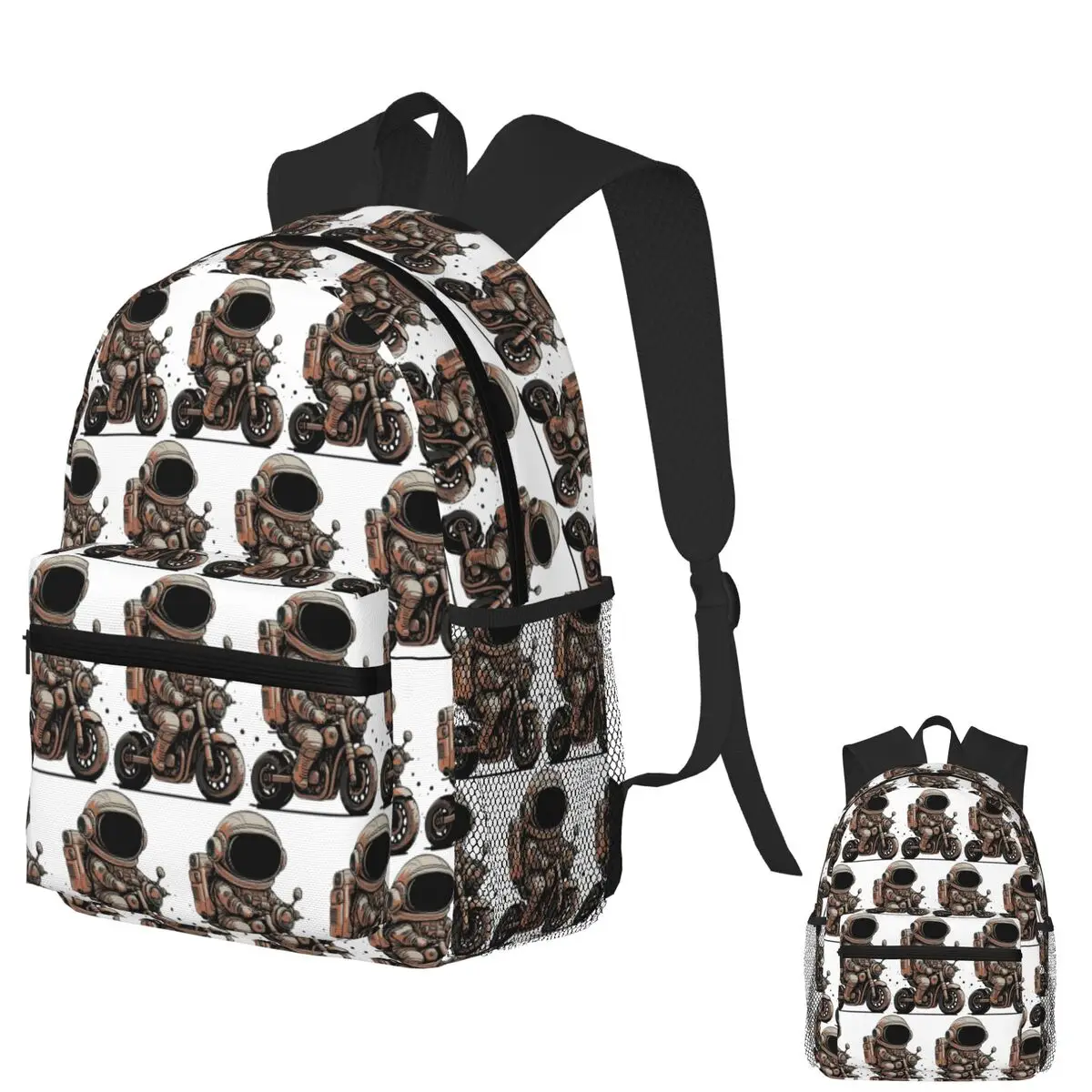 

Space Rider Biker Astronaut Adventure Tee Student Backpack School Bag Hiking Travel Daypack for Boys Girls Bookbag Shoulder Bags