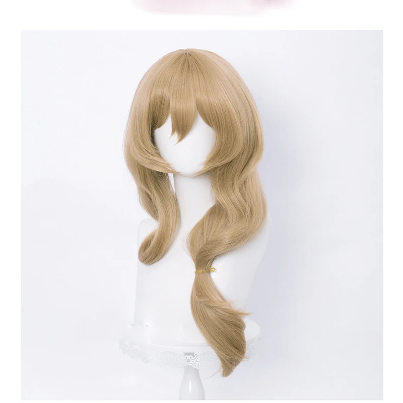 Genshin Impact Lisa Peruca Cosplay, Linho, Ondulado, Resistente ao Calor, Cabelo Sintético, Jogo Anime, Boné, Alta Qualidade, 65cm