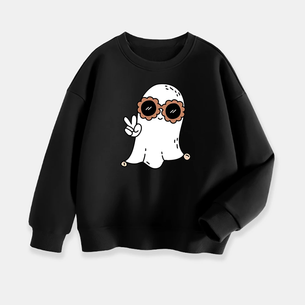 Halloween Sweatshirt Toddler Retro Ghost Halloween Sweatshirs Kids Spooky Season Shirts Toddler Crewneck Pullover Clothes