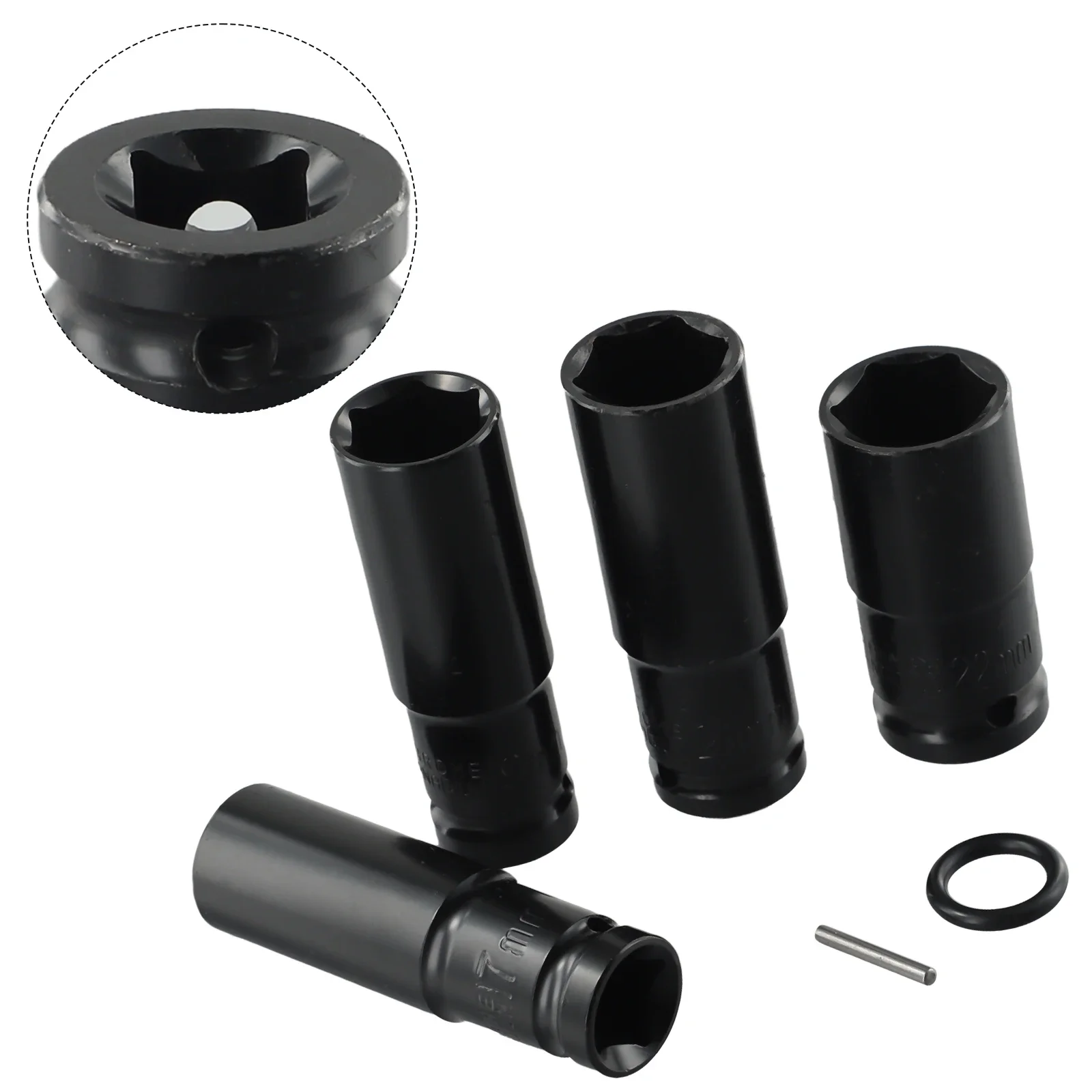 

4Pcs 17-22mm Electric Wrench Hex Socket Head Kit Wrenches 17mm 19mm 21mm 22mm Hex Socket For AC Electric Wrench
