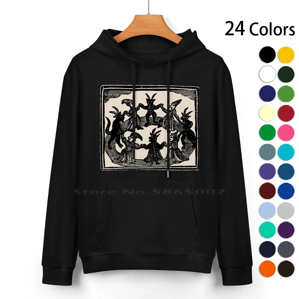 

Witches Circle Dance Pure Cotton Hoodie Sweater 24 Colors Circle Dance Witches Dance Witches Devils Demon Lucifer Old Woodcut