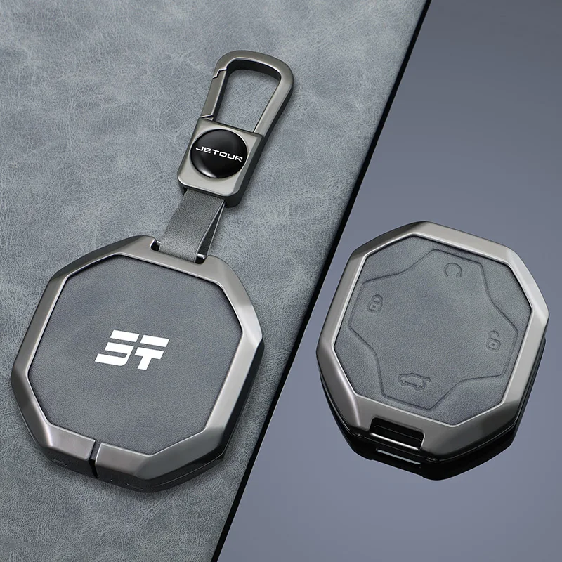 

Leather Car Smart Remote Key Case Fob Cover Holedr Shell Keyless Keychain Accessories For Chery Jetour T2 Traveler 2023 2024