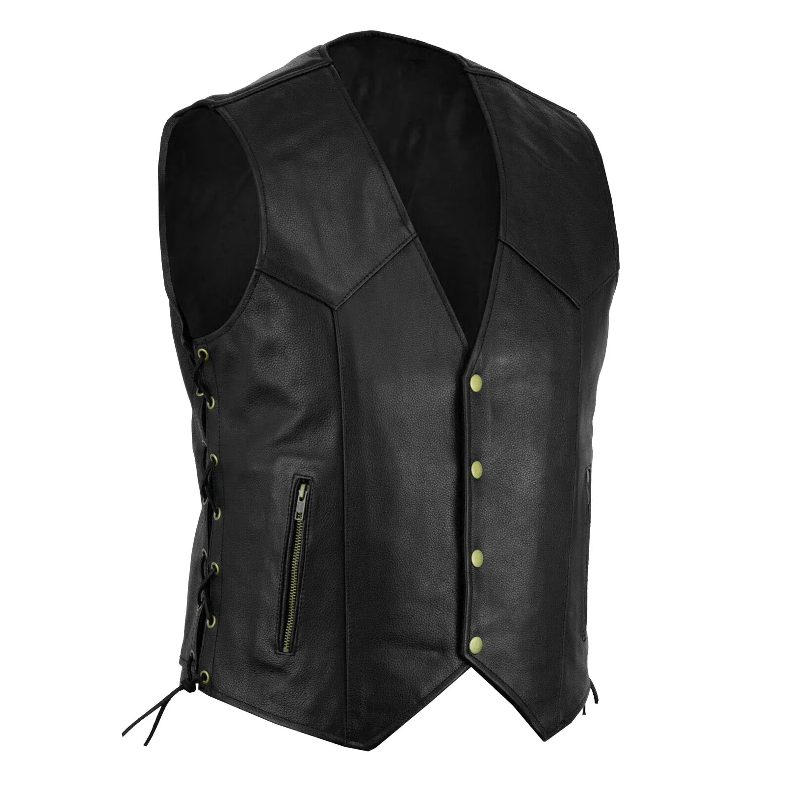 Men Fashion Casual Solid Color Vest Motorcycle Fleet Punk Leather Vests V Neck Sleeveless Slimming Fitting Men\'s Outerwear Vests