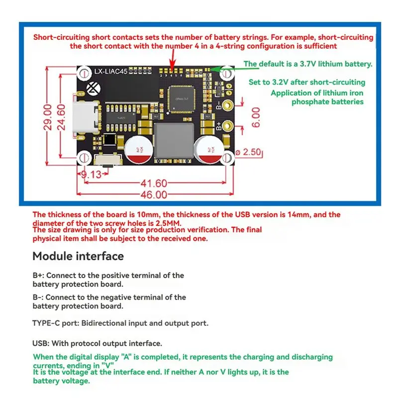 DTB7 45W Fast Charging Module for 2-6S Batteries DIY Power Board Type-C PD QC3.0 for Lithium LiFePO4