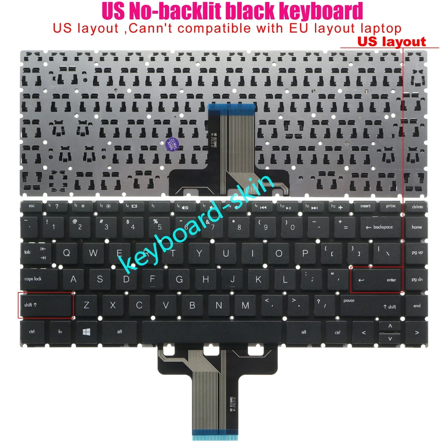 

New US keyboard black No-frame No-backlit for HP 14-CE 14-CC 14-CD 14-CF 14-CK 14-CM 14-CS 14-CY 14-DA 14-DF 14-DG 14m-dh laptop