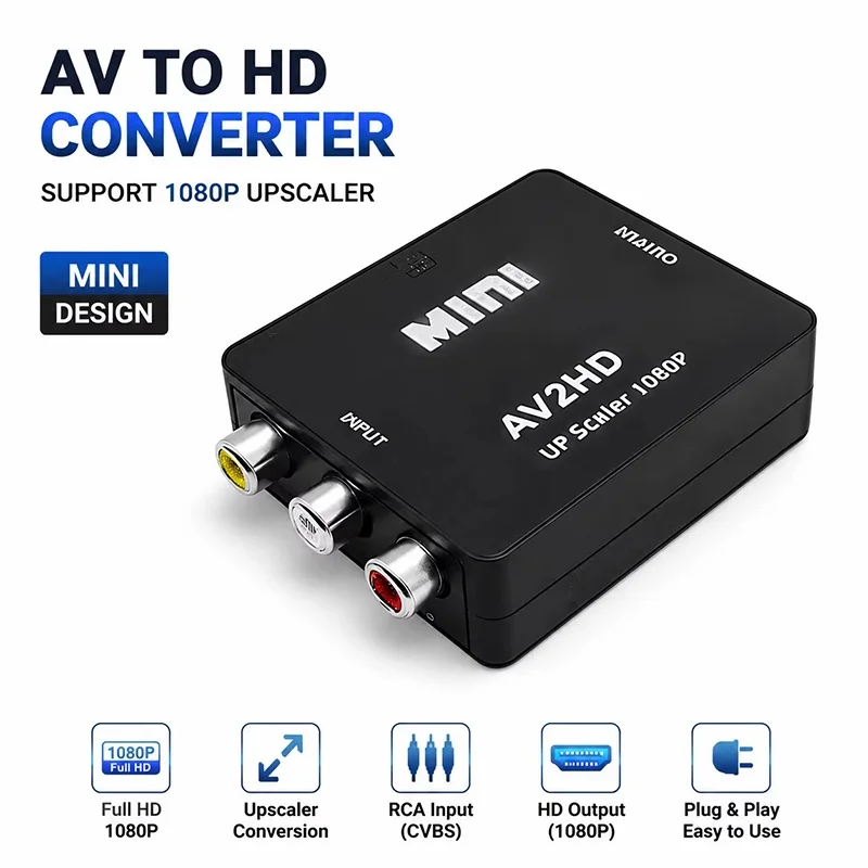 HDMI-compatible To AV Converter Yellow White Red AV Box For Camera VHS Game Console Plug And Play Portable Conversion Tool Set