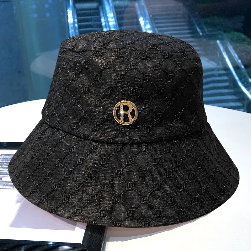 Summer Women\'s Fisherman Hat Casual Rhinestone R Mesh Breathable Sunshade Foldable Panama Travel Bucket Hats for Women Beach Cap