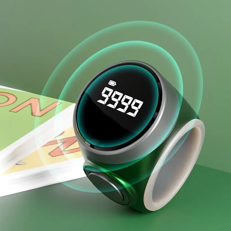 New Tibetan Style Smart Finger Ring Tally Counter, Rechargeable Silent Digital Display Clicker for Prayer Mantra Counting view 4
