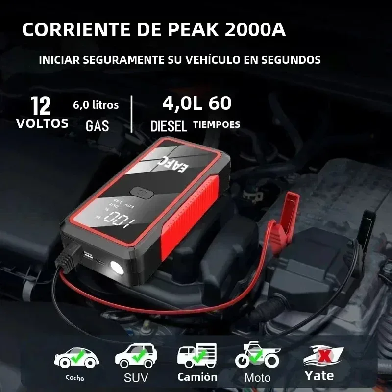 2000A/batería de coche arrancador de batería cargador portátil refuerzo de coche Auto