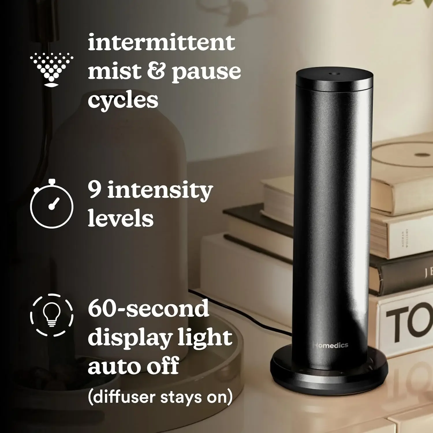 SereneScent Waterless Home Fragrance Diffuser, Use with Homedics SereneScent Oil (Sold Separately), Patented Air Diffusion Techn