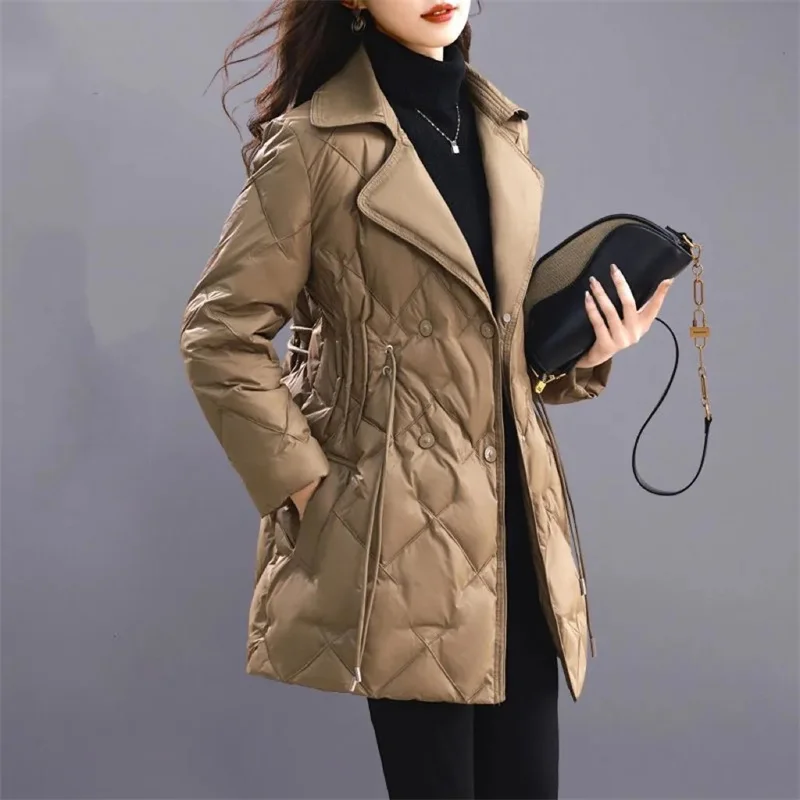 High Quality Down Jacket Women\'s Parkas Winter 2025 New Warm Cotton Padded Coat Short Fashion Waist Slim Outwear Long Female Top