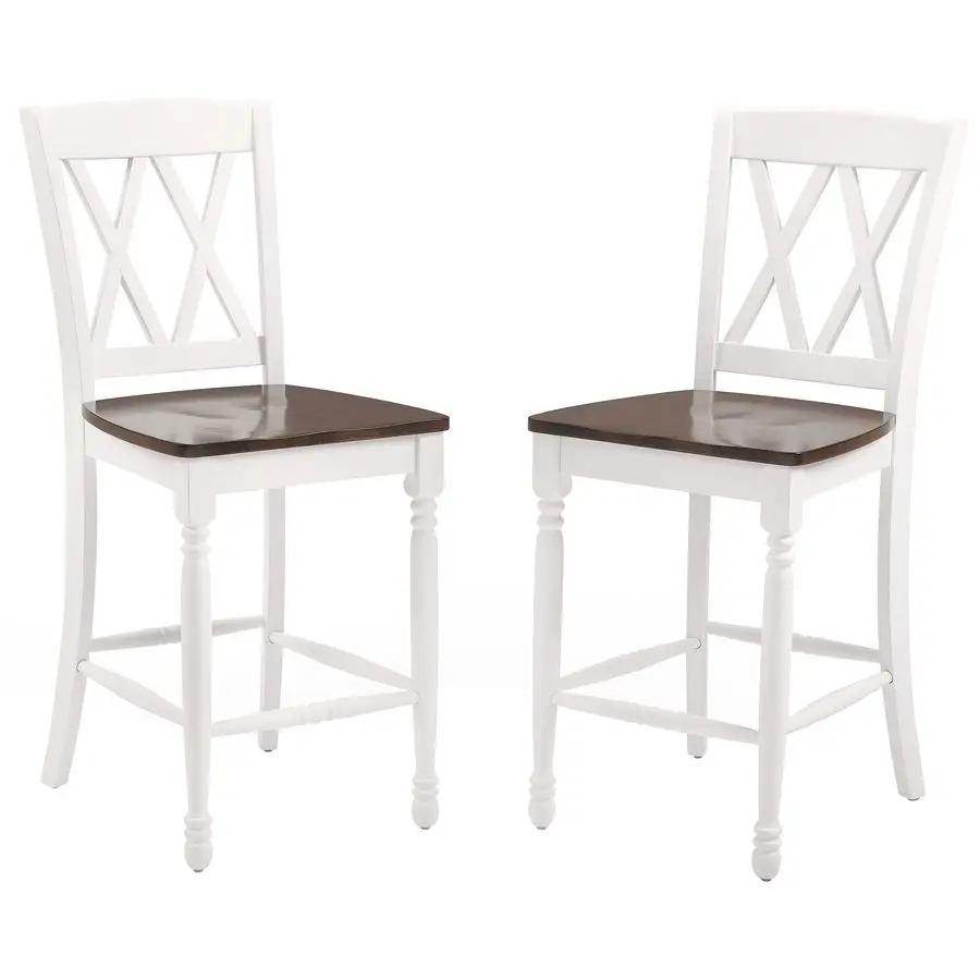 Set Kursi Bar Shelby Wood X Back Counter Height isi 2