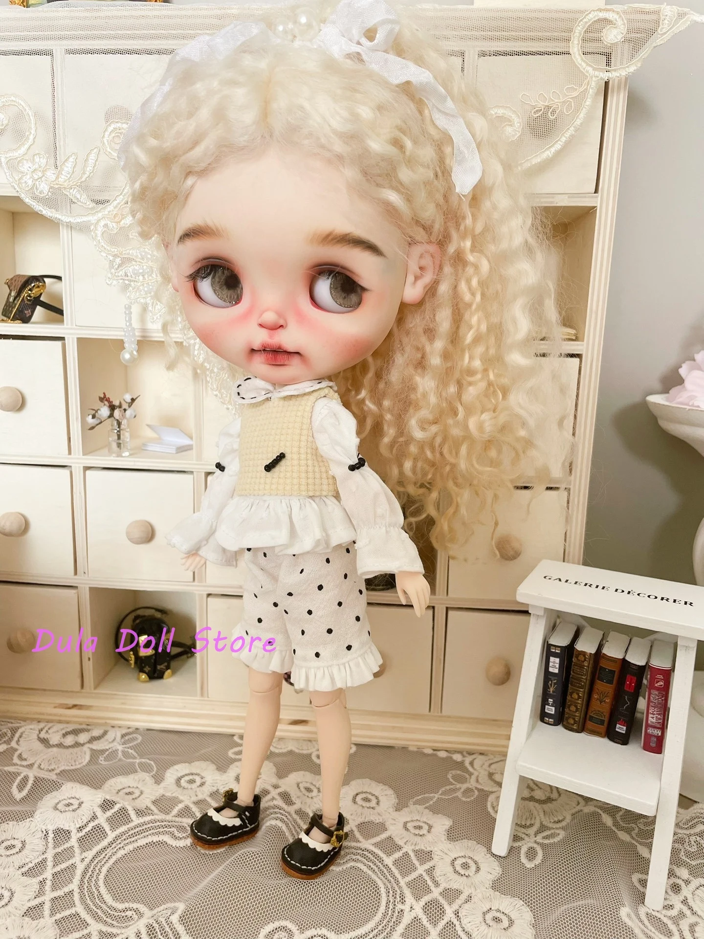

Одежда для кукол Dula для Blythe Waffle, бежевый жилет, белая рубашка, шорты, детский костюм ob24 ob22, Diandian Azone JerryB 1/6, кукла Bjd